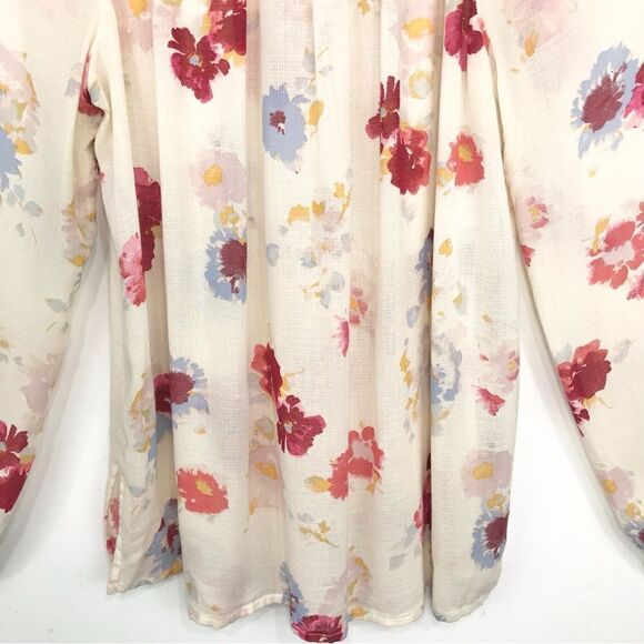Lucky Brand Major Floral Cream Boho Peasant Festival Blouse - Picture 11 of 16